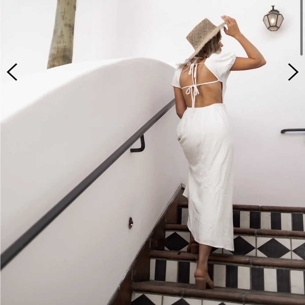 White Linen Midi Dress